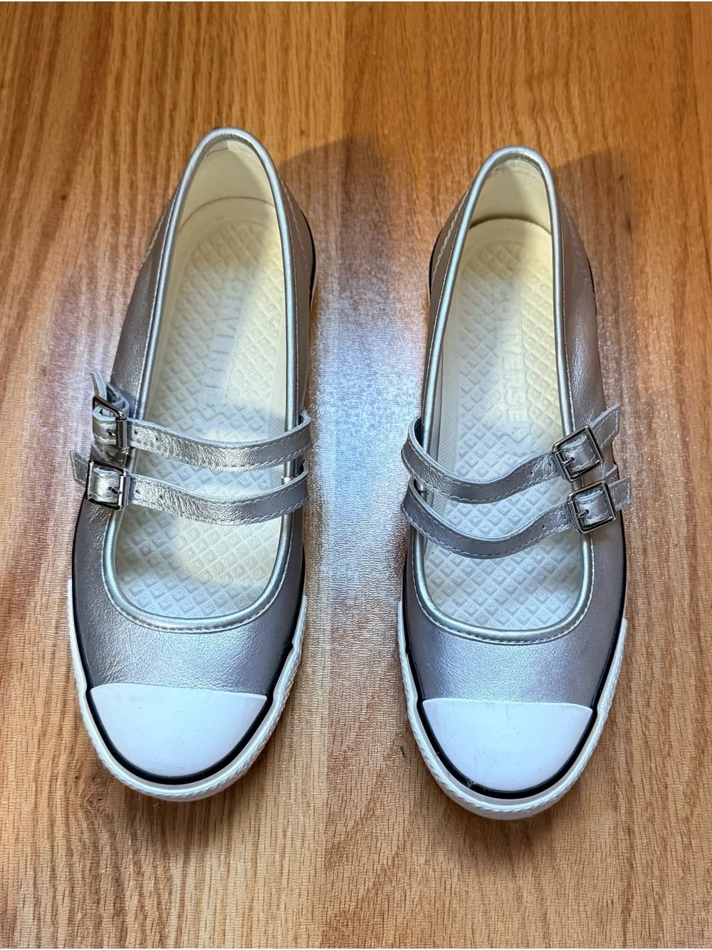 Converse Chuck Taylor All Star Metallic Silver Dainty Mary Janes - Picture 1 of 10